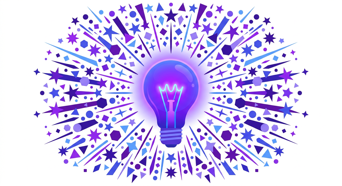 Lightbulb with sparks representing the discovery and ideation phase